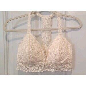 Auden Bralette Ivory Removable Pads Size L Cotton, Lightly Lined